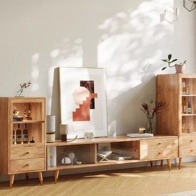 Kệ tivi gỗ tự nhiên phong cách Rustic