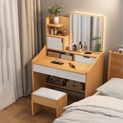 Bàn trang điểm gương vuông có đèn LED